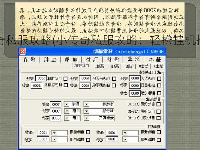 挂机小传奇私服攻略(小传奇私服攻略：轻松挂机指南)