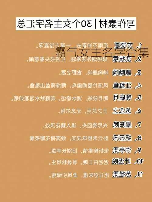 霸气女主名字合集