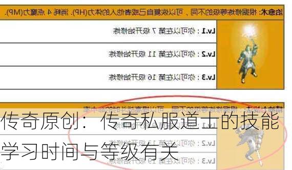 传奇原创：传奇私服道士的技能学习时间与等级有关