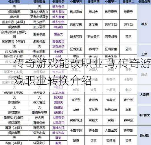 传奇游戏能改职业吗,传奇游戏职业转换介绍